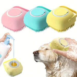 kolorowa szczotka do kąpieli do mycia psów i kotów z dozownikiem na szampon - pielęgnacja zwierząt domowych