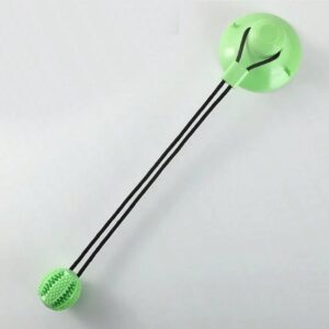 bezpieczna wytrzymała gumowa piłka dla psów z miejscem na przysmaki na lince z przyssawką zielona